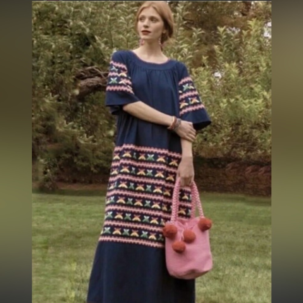 Frances Valentine Blue Embellished Raglan Sundress